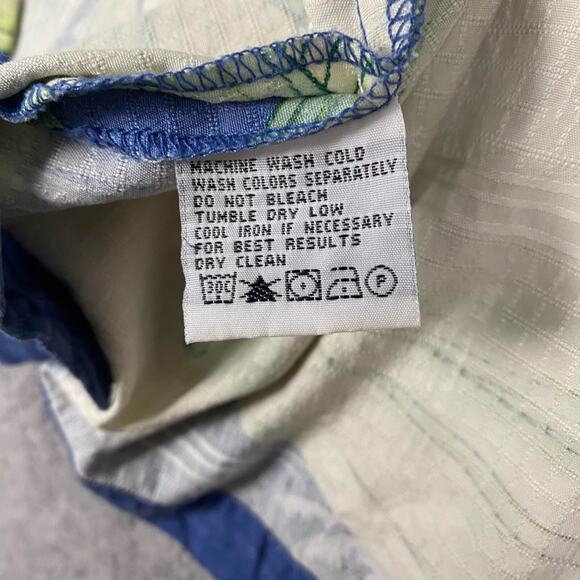 Tommy Bahama Hawaiian Shirt Men L Green Blue Floral 100% Silk Resort Vacation - Picture 7 of 16